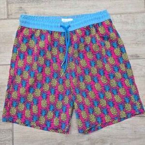 Vibrant Pineapple Print Men's Swim Trunks